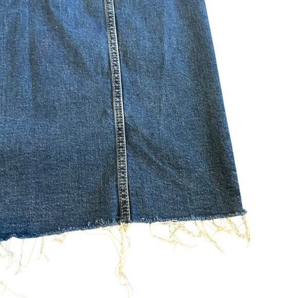 Zara Strapless Denim Dress Midi Length High Slit Rare Stretch Size Large Women's - Picture 9 of 12